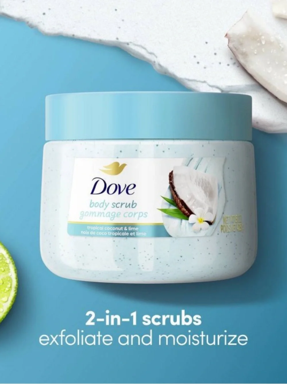 Dove Tropical Coconut & Lime Body Scrub - Light Blue